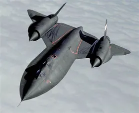 SR-71 Blackbird from above left front in flight